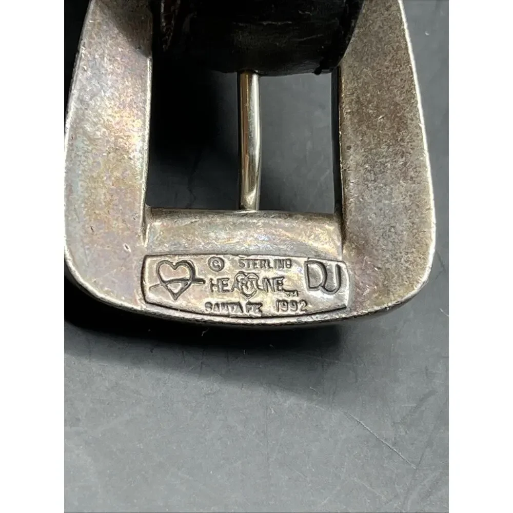 Douglas Magnus Heartline Santa Fe Turquoise Inlay Sterling Silver 925 Buckle 90s